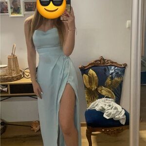 Elegant Light Blue Micro Strap Dress